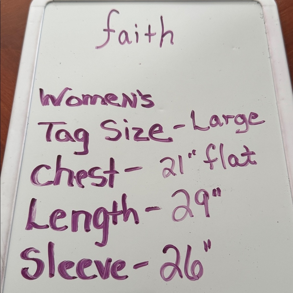 Faith Cross Christian Hoodie Blue Asymmetrical Wrap Pullover Women’s Large - Picture 10 of 10